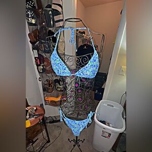Floral Blue Bikini Set